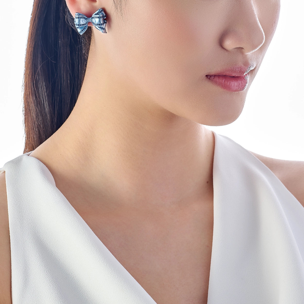 Baby Blue Mini Bow Tie Earrings